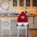 Christmas Chair Covers Plush Santa Love Heart Pointed Hat Cover (Red)