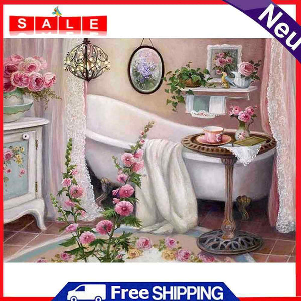 5D DIY Full Drill Diamond Painting Bathtub Embroidery Mosaic Kit Bedroom Decor