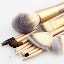 Professional 12pcs Cosmetic Makeup Powder Blush Brush Set With Leather Bag