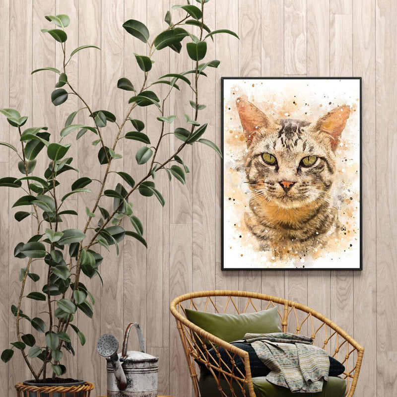 Cat Oil Paint By Numbers DIY Handpainted on Canvas Wall Art Picture Crafts