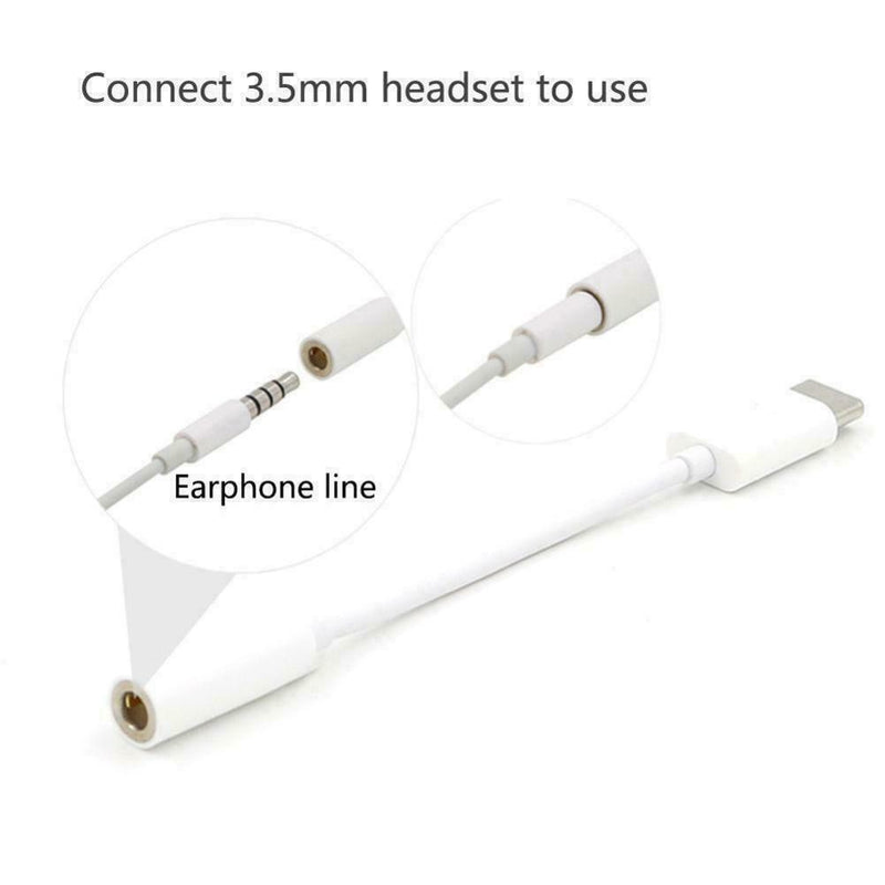 USB Type C to AUX3.5mm Cable - Earphone Adapter Cables Android USB-C White
