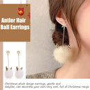 Fashion Antler Hair Ball Ear Hook Charm Simple Earrings Xmas Women Jewelry Gift`