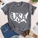 Independence Day Print USA Letter Tea T-Shirt (Dark Grey XL)