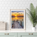 DIY Full Round Drill Rhinestone Diamond Painting Coast Sunset Handwork Home Art