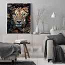 Oil Paint By Numbers Flowers Lion Frameless Picture Craft Kit for Living Ro