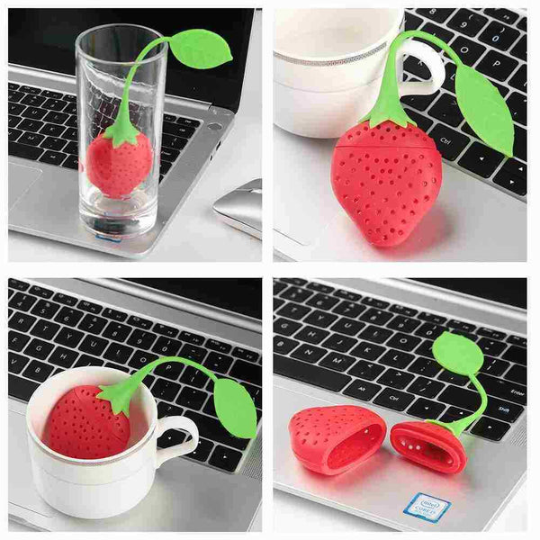 Strawberry Shape Silicone Leaf Loose Tea Infuser Filter Ball Strainer G5N2
