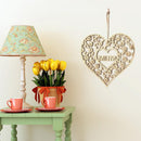 Creative Love Heart Hollow Wood Plaque Pendant Mothers Day Hanging Ornament Craf