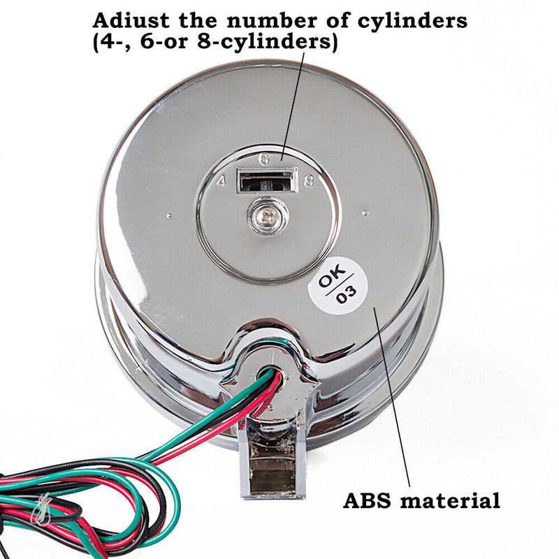 Universal Auto Car Tachometer Tacho Gauge 0~8000 RPM Meter 7 Colors Adjustable