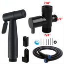 Black Handheld Bidet Sprayer Kit Brass 7/8" T-adapter Bathroom Douche home