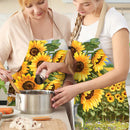 Sunflowers Linen Apron Waterproof Kitchen Cooking Bibs Pinafore (82x68cm)
