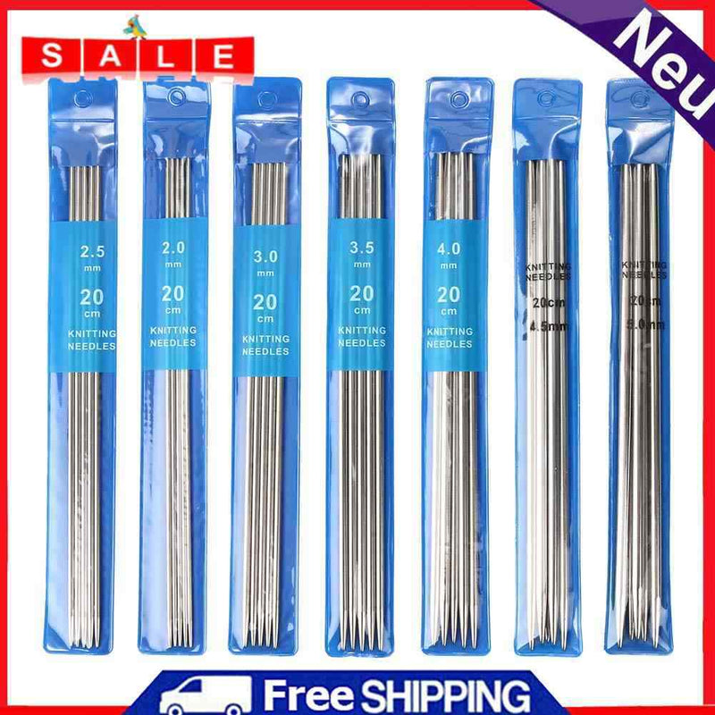 Knitting Needle Set 35pcs, Stainless Steel Double Pointed Sweater Sewing Hook