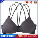 Sexy Cross Straps Knot Padded Bra Women Sports Top Bralette (Grey Blue)