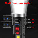 USB Rechargeable Battery Indicator Flashlight With Soft Side Light for Outdoo