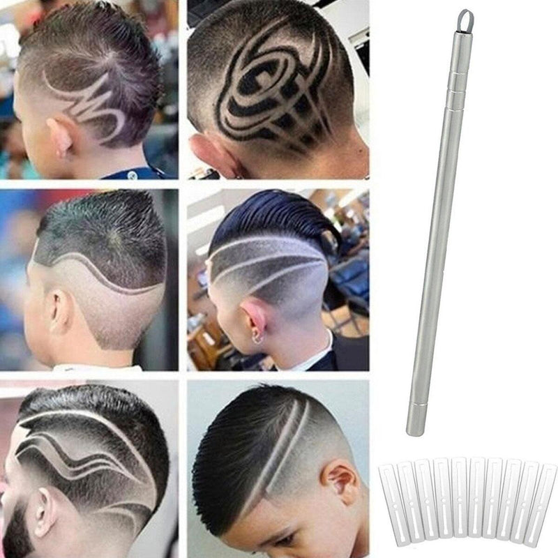 Hair Razor Pen Modeling Trim Hair Art Design Tattoos Engraving Pen W/ blades Se_