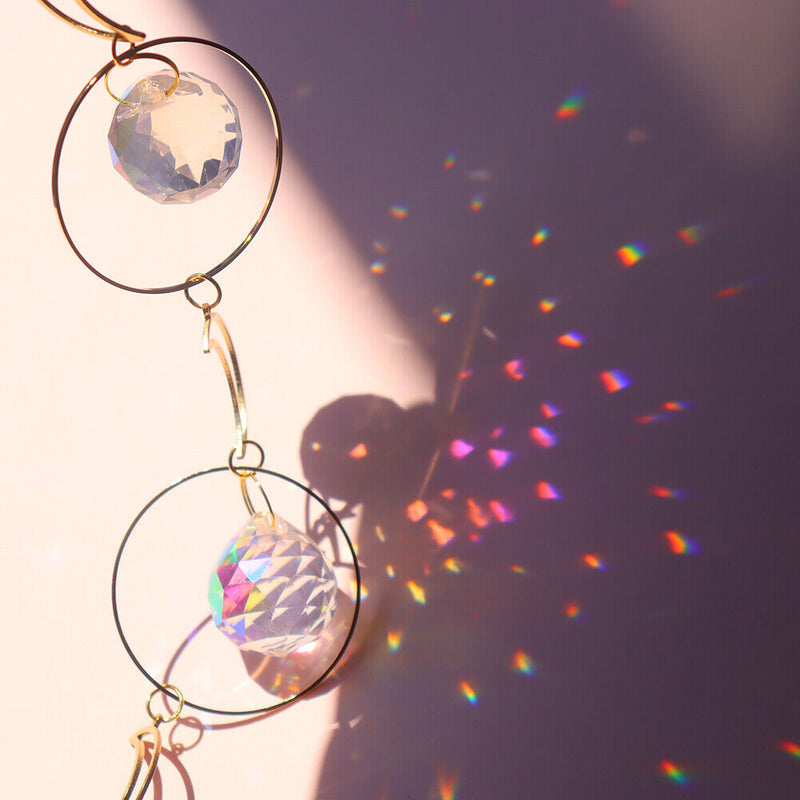 Suncatcher Crystal Moon Sun Ball Chandelier Pendant Prism Hanging Lamp Orna