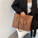 Retro Women Leather Shoulder Bags Pure Color Shopping Bag Large Capacity Handbag