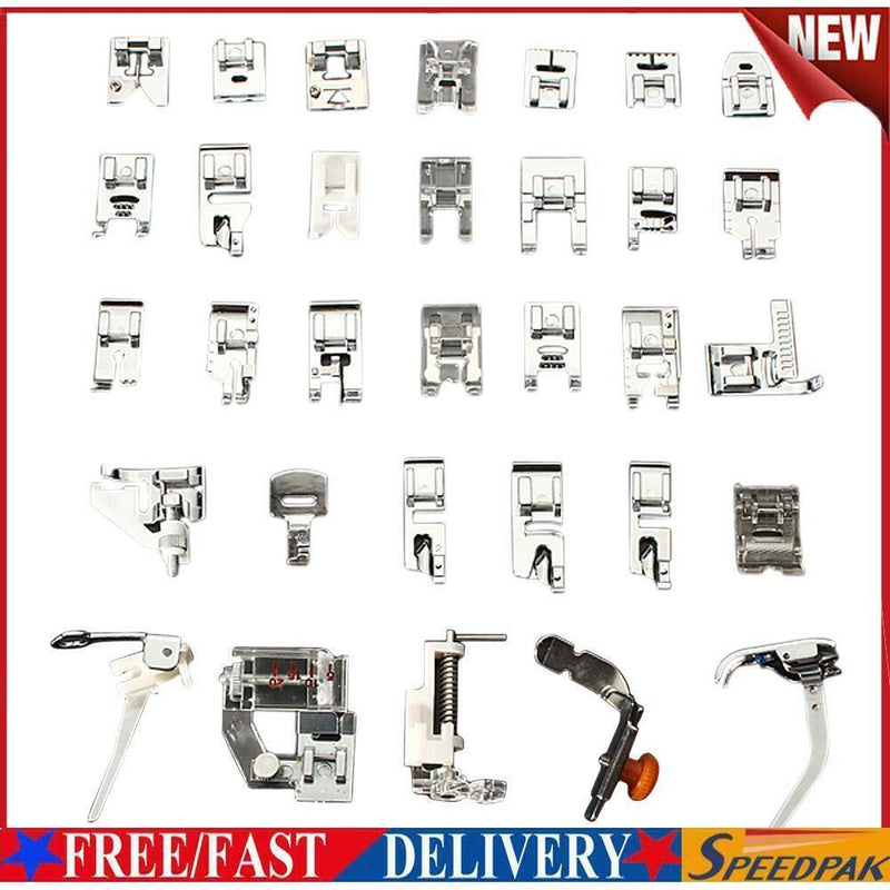 32 PCS Domestic Sewing Machine Foot Feet For Brother Singer Set