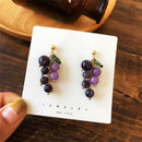 Aesthetic jewelry Fruit Shape Purple Beads Ear clip Stud Earrings Grape Pendant