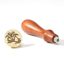 Retro Plant Pattern Wood Handle Copper Head Sealing Wax Seal Stamp Post Decor