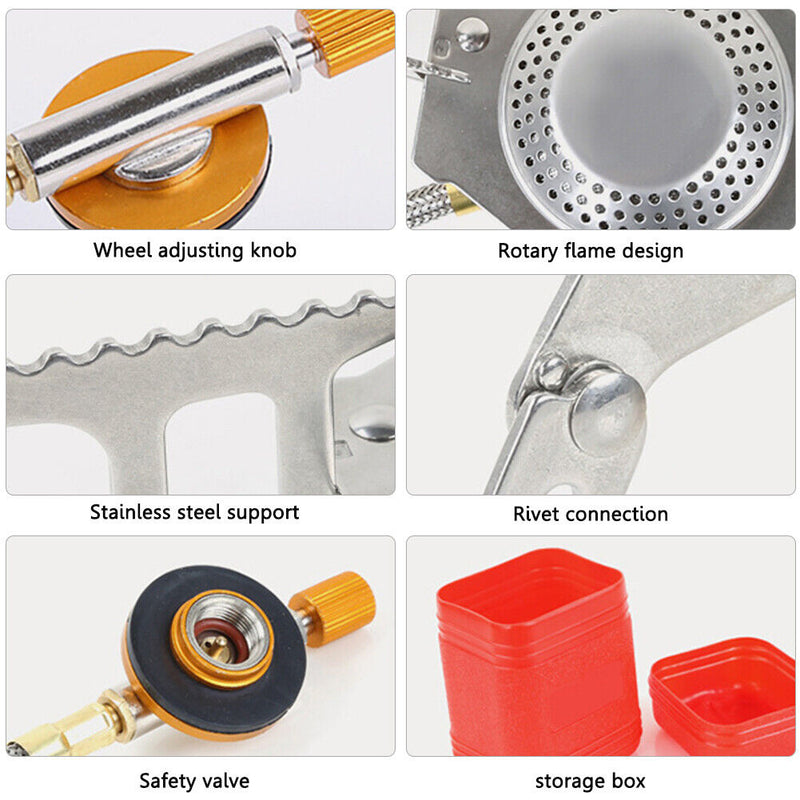 Camping Gas Stove Portable Folding Outdoor Backpacking Picnic Cooking Equipme