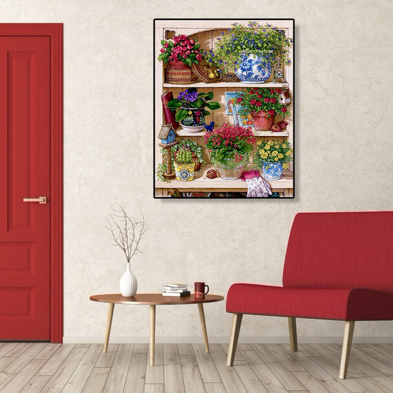 Painting By Numbers Kit DIY Flower Rack Hand Painted Canvas Oil Art Picture Gift