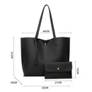Fashion Women PU Solid Color 2pcs Composite Bags Large Tassel Tote Shoulder Bag