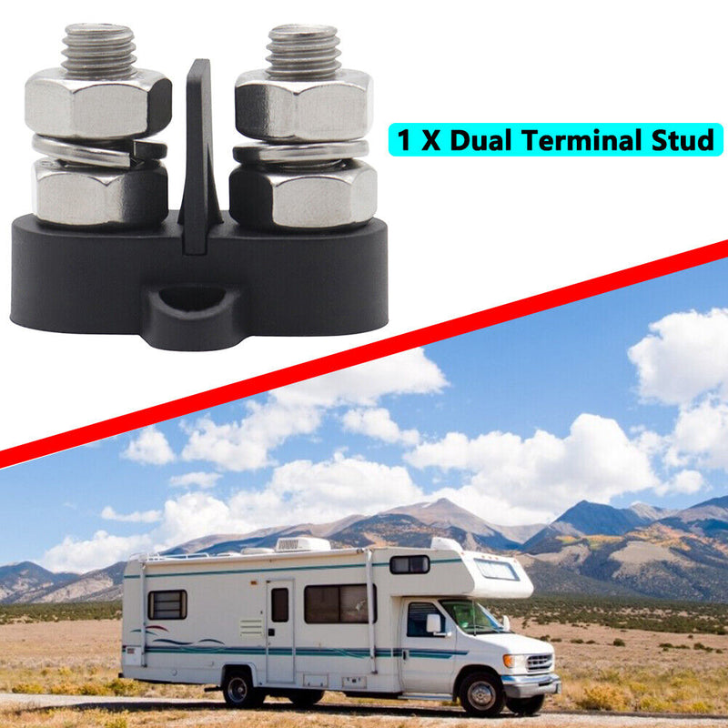 Bus Bar Terminal Block M10 + M8 Power Distribution Stud for RV Boat (Black)