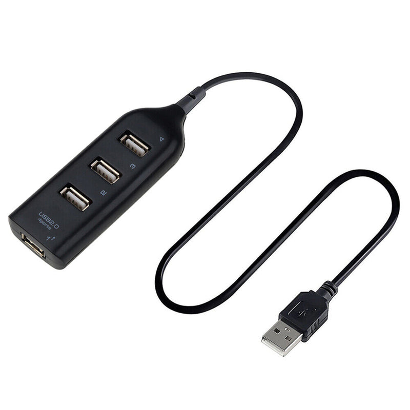 USB Hub 5Mbps High Speed Multi USB 2.0 Adapter 4 Port Splitter (Black)