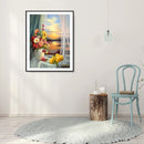 5D Full Round Drill Drawing Picture Window Scene Diamond Painting Room Ornament