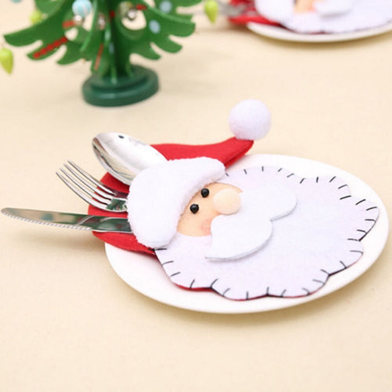 Dinnerware Cover Tableware Decoration Gift Bag Santa Claus Christmas Folk Bag