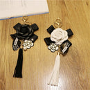 Decoration Car Key Ring Tassel Camellia Bag Pendant Keychain For Women|Girls