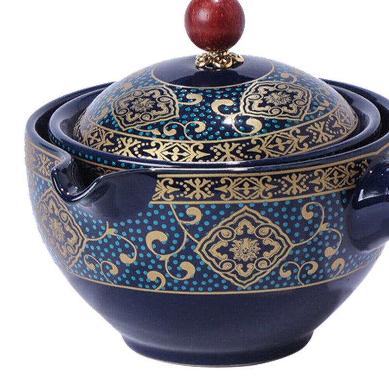 Portable Chinese Gongfu Kung Fu Tea Set Rotating Ceramic Teapot Teaware (H)