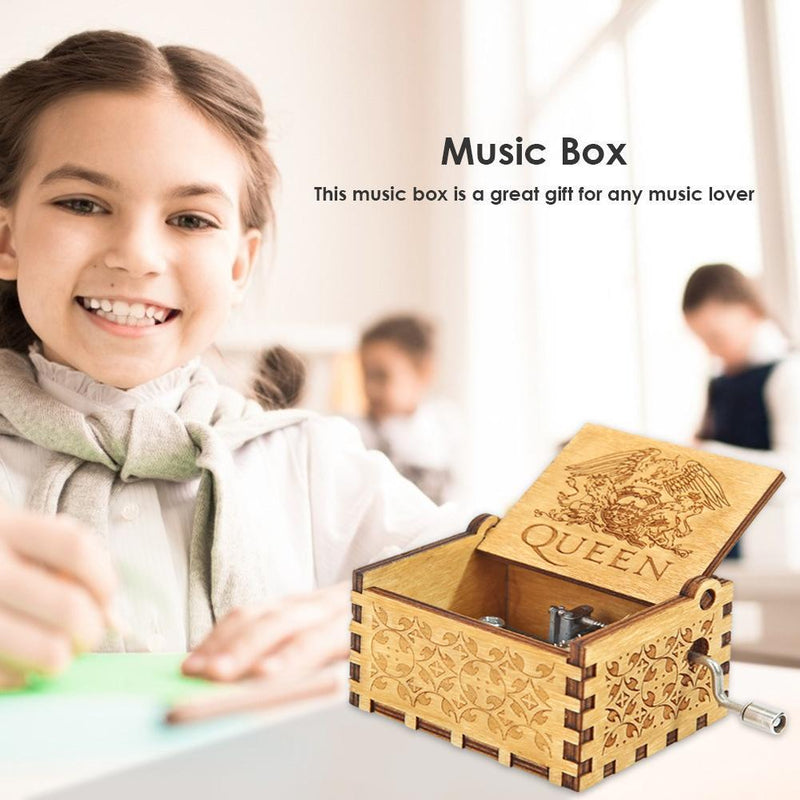 Creative Wooden Hand Crank Music Box for Souvenir Christmas Birthday Party Gifts