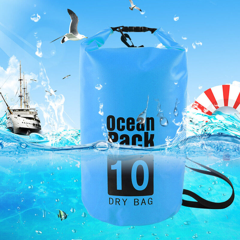 Waterproof Dry Bag Pack Sack Swimming Kayaking Boat Trekking (10L Sky Blue)