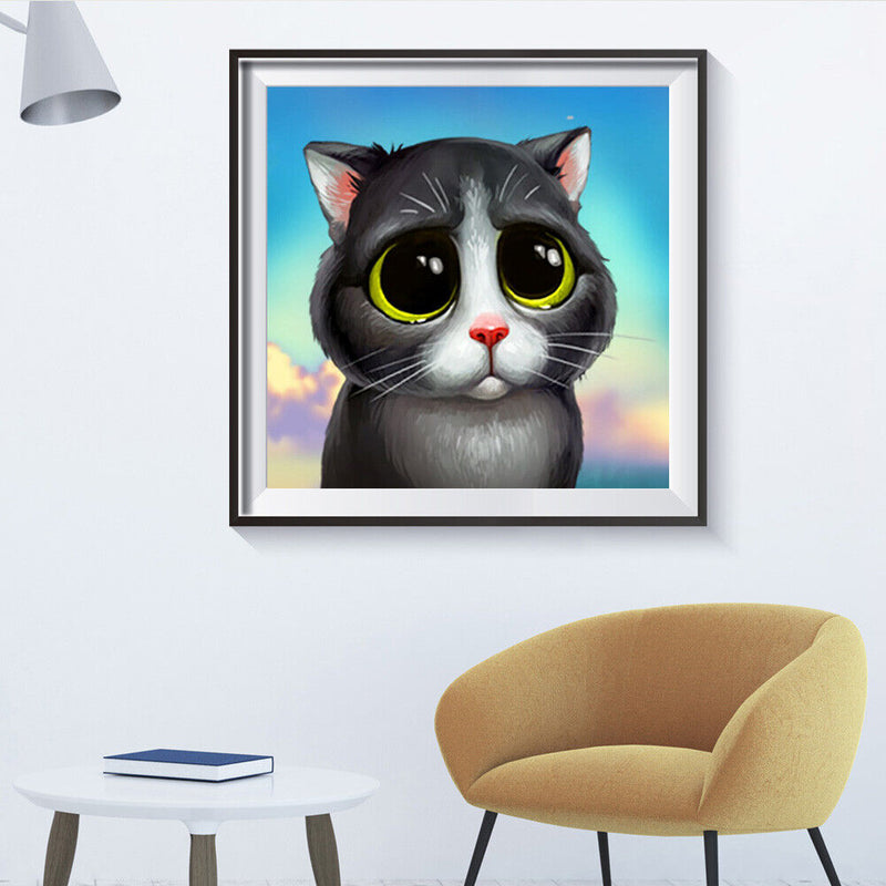 5D Cute Cat Mosaic Diamond Painting Drawing Full Round Drill DIY Art Handcraft