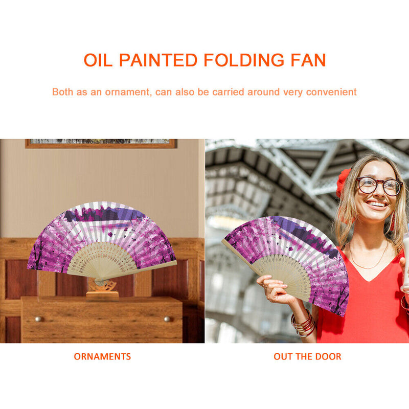 Cherry Blossom Forest Oil Paint Folding Fan By Numbers DIY Home Decoration Gifts