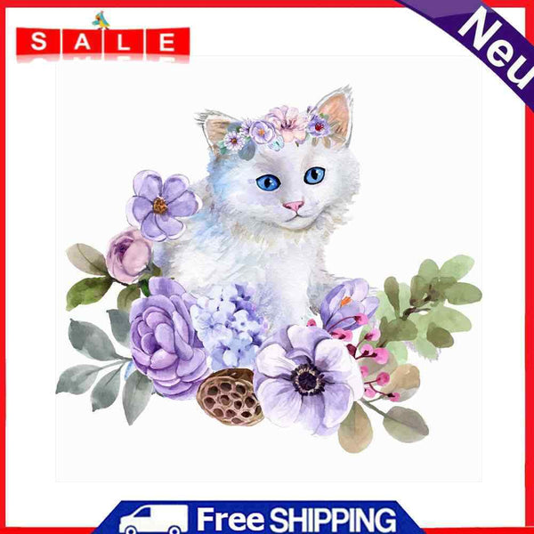 5D DIY Diamond Painting Flower Cat Full Drill Rhinestone Mosaic Art Picture