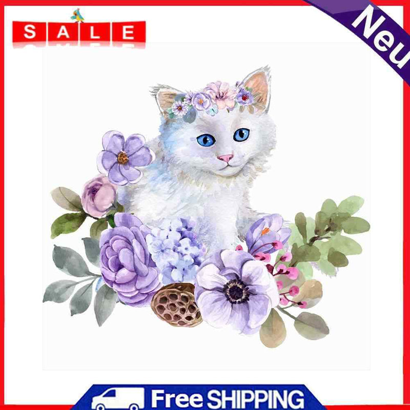 5D DIY Diamond Painting Flower Cat Full Drill Rhinestone Mosaic Art Picture