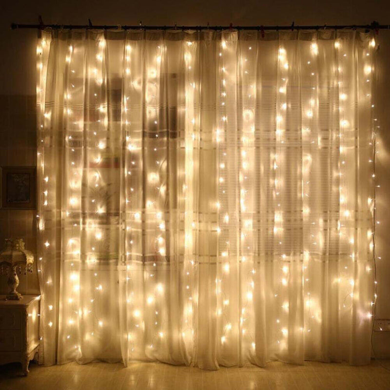 3X2m Waterproof Curtain Lamp 200LED USB Garden Bedroom Decoration String Lights