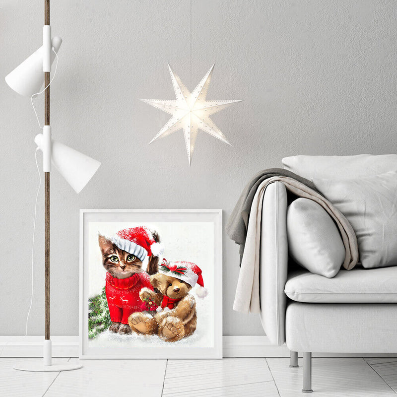5D Diamond Painting DIY Christmas Cat Bear Rhinestone Picture Craft Wall Poster