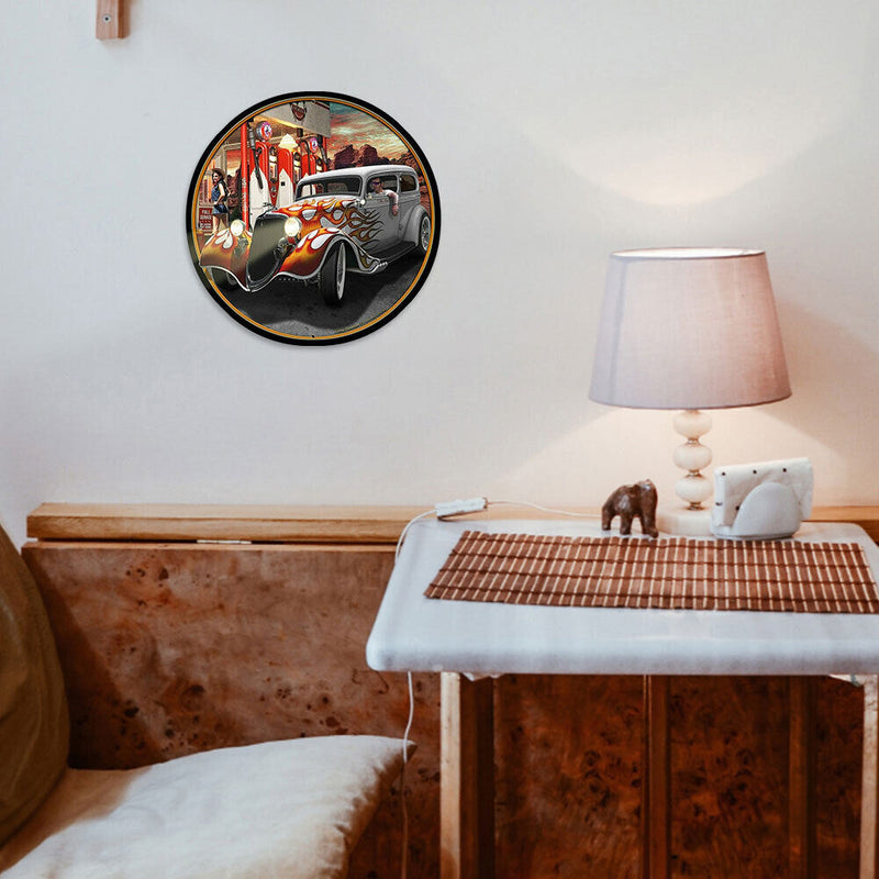 Round Car Retro Metal Plate Tin Sign Plaque Poster for Club Cafe Home (1)