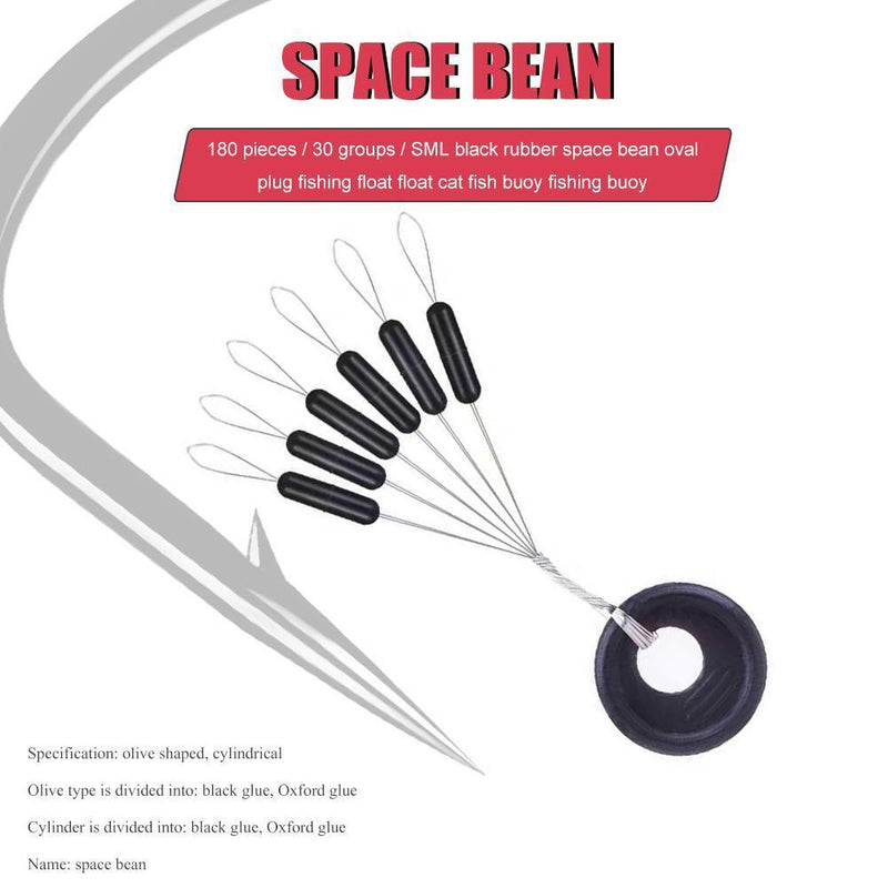 30 Group 180pcs Rubber Space Beans for Sea Carp Fishing Float (Cylinder L)