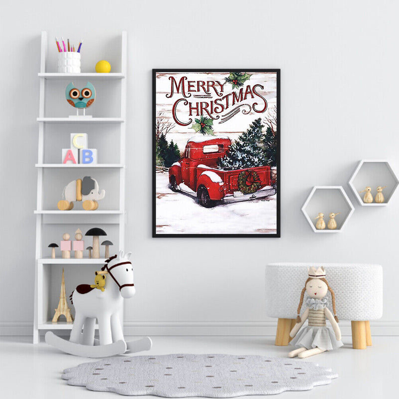 Christmas Car Drawing Frameless DIY Oil Paint by Numbers Canvas Home Decor