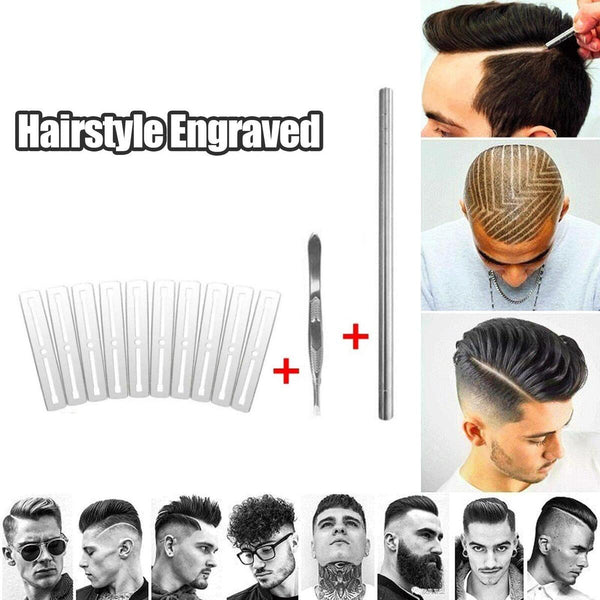 Hair Razor Pen Modeling Trim Hair Art Design Tattoos Engraving Pen W/ blades Se`