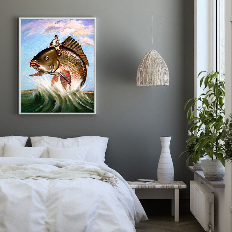 Angler Oil Paint By Numbers Kit DIY Coloring Picture Hand Painted Wall Art Cr