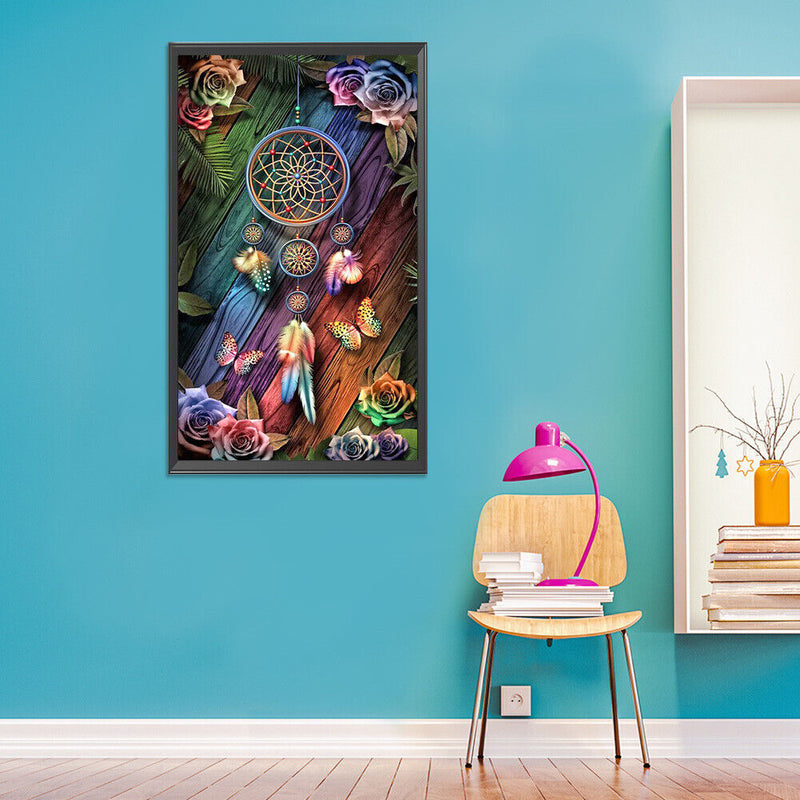 5D Diamond Painting Kit Flower Dream Catcher Full Round Drill Rhinestone DI