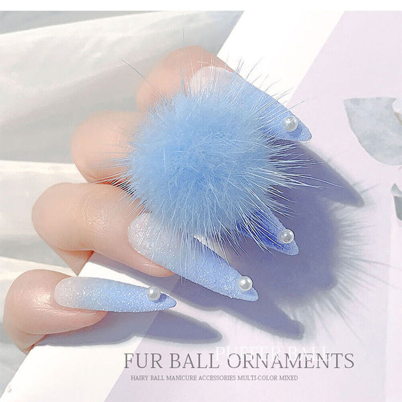 Design Elegant Faux Fur Removable Nail Pom Balls Soft Fluffy Detachable