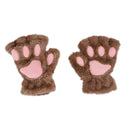 Cat Paw Gloves Durable Plush Cat Paw Fingerless Gloves (Light Coffee)