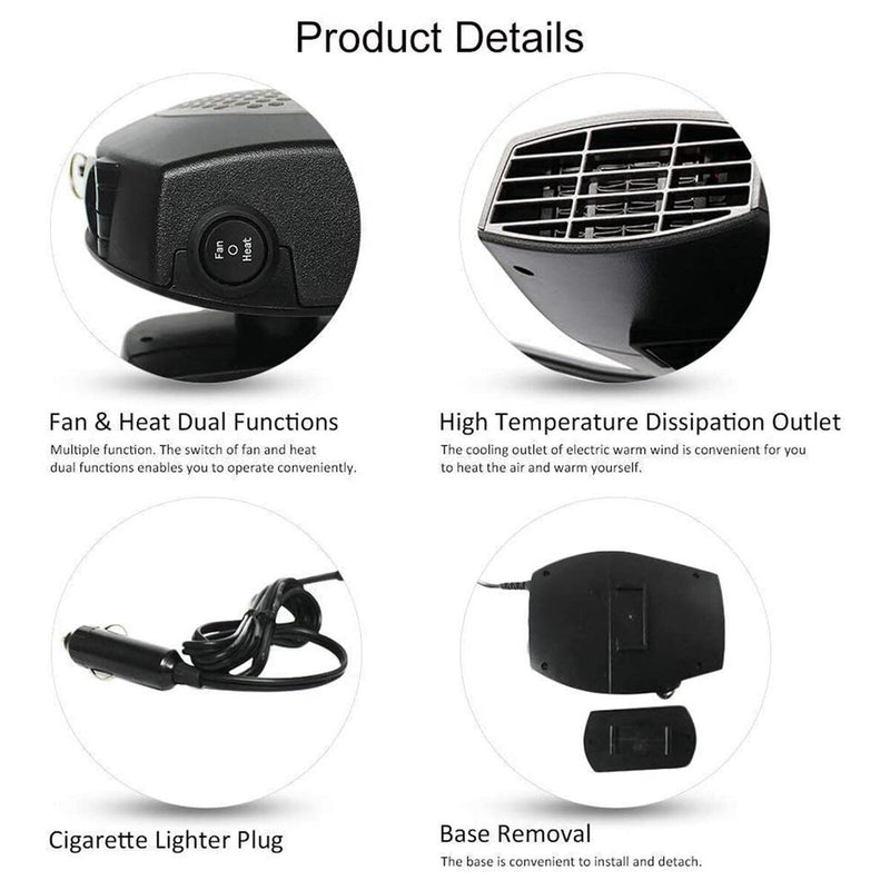 Portable Car Heater 12V 150W High Power Fast Heating Fan Anti-Fog Heater Newly