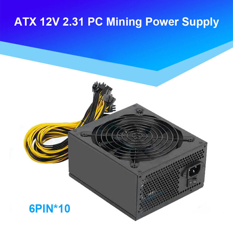 ATX 12V 2000W Desktop Computer Mining Power Supply 10x6 Pin for ETH BTC Miner